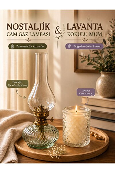 NEXVORİA Nostaljik Gaz Lambası / Lavanta Kokulu Mum