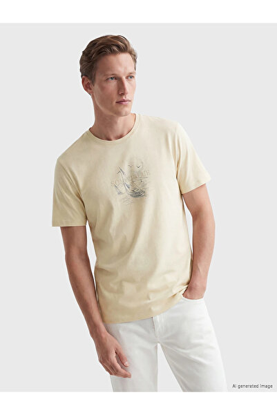 LC Waikiki Yellow Standard Fit Crew Neck Printed Men's T-Shirt
