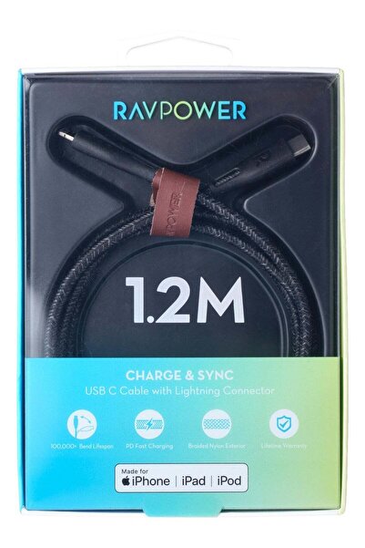 RavPower Type-C to Lightning Charging Cable 1.2m multicolors
