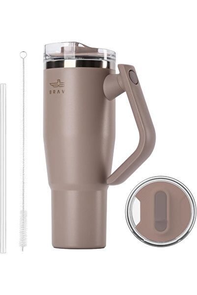 Brave Temp Guard Vacuum Insulated Travel Mug – 180° Rotating Handle, 24H Cold...
