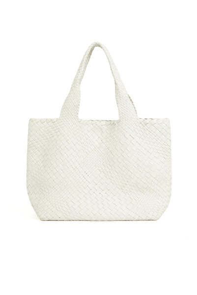 Network Kahverengi Kadın Örgü Deri Shopper Çanta