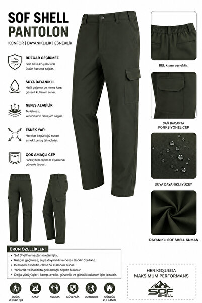 Asya Softshell Kargo Pantolon Suya Dayanıklı Rüzgar Geçirmez Esnek Outdoor İş...