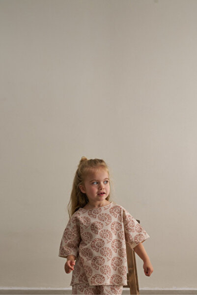 Oh La La Koala For Little Ones Beige Boho Bloom Series Waffle T-Shirt