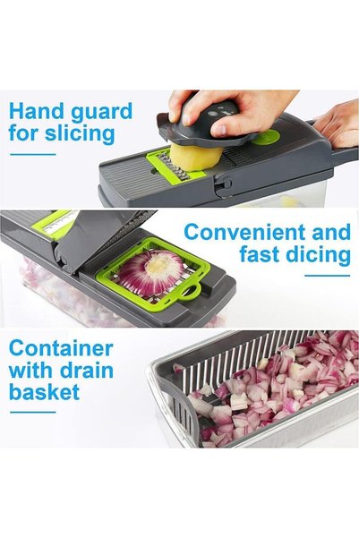 desselan Vegetable Chopper Slicer Onion Chopper Dicer, Multi-Function Vegetable Chopper, Potato Carrot Garlic Chopper with Container for Kitchen, Multi 14-in-1 Veggie Mandoline Slicer Food Chopper Cutter
