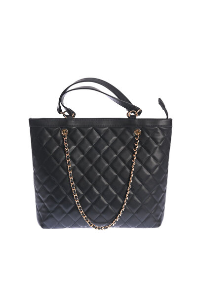 meli melo Geanta shopper neagra matlasata cu lant auriu si design elegant