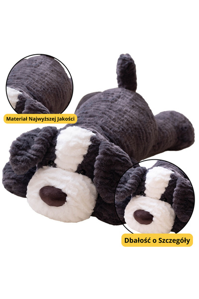 LeanToys Mascotă de pluș, jucărie câine de pluș, gri închis, 30cm
