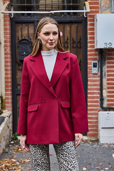 Raneel Kazançlı Alışveriş Women's Oversize Sporty and Stylish Single Button J...