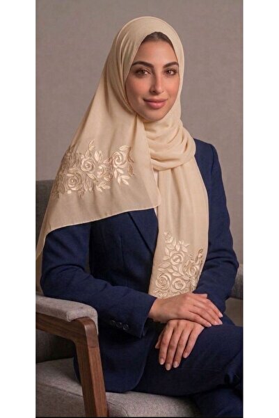Veil Designer طرحه بوال بيج بنطريز الورد الجوري علي الطرفين قماش ياباني 190*60