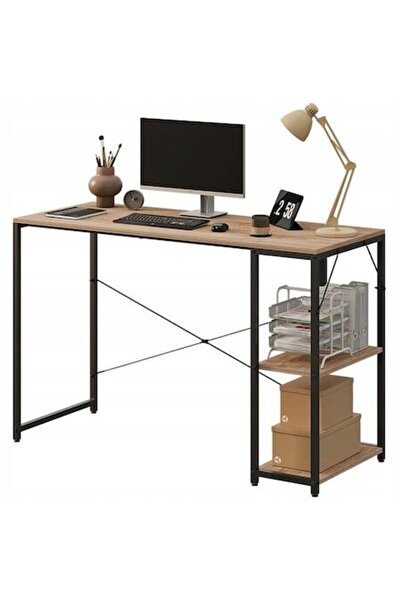 Muvu Birou de calculator, masă tip loft, maro deschis, modern, cu rafturi, in...