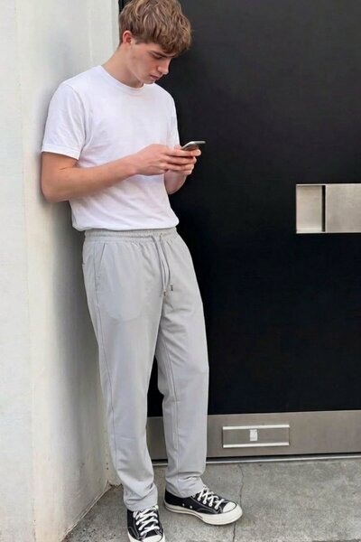 comstar Men's Comfort Fit Wide Leg A.Gray Baggy Trousers