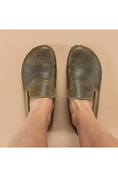 atlantishandmade Erkek Yeşil Barefoot Deri Günlük Ayakkabı