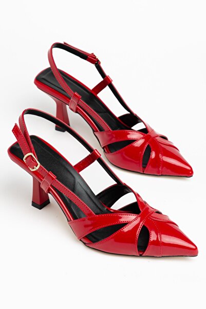 Hayalimdeki Ayakkabı Eleni Women's Red Patent Leather Buckle Detailed Thin He...