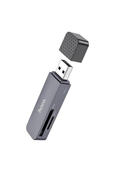 Hoco Αναγνώστης καρτών HB45 SD / TF USB A 2.0 - Μεταλλικό Γκρι - MT83132