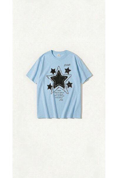 KOZİA OUTDOORS Women's Men's Unisex Star Print Crew Neck T-Shirt