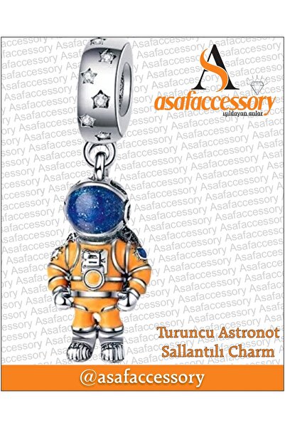 asaf Orange Astronaut Dangle Charm |   Asafaccessory
