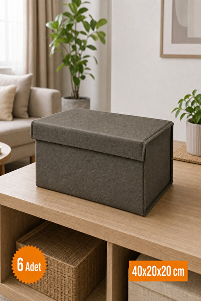 Emma Oliwia 6 Pieces Anthracite Closet Organizer with Lid, Foldable Clothing ...