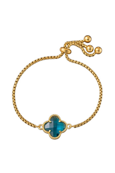 Black Season Colorful Zircon Four-Leaf Clover Bracelet - 16 cm Length