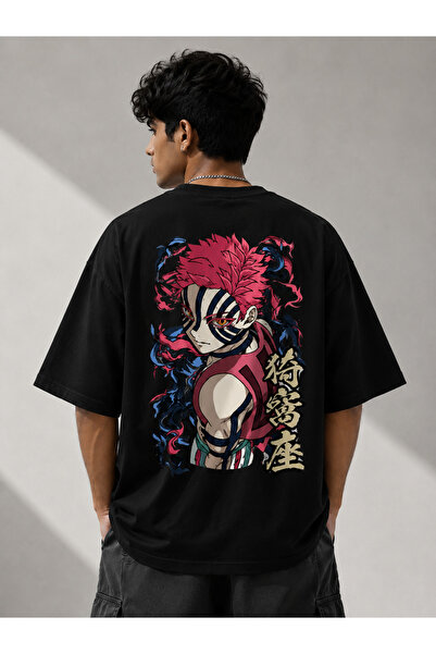Nulivez Demon Slayer Akaza Anime Printed Oversize Unisex T-Shirt |   Manga an...