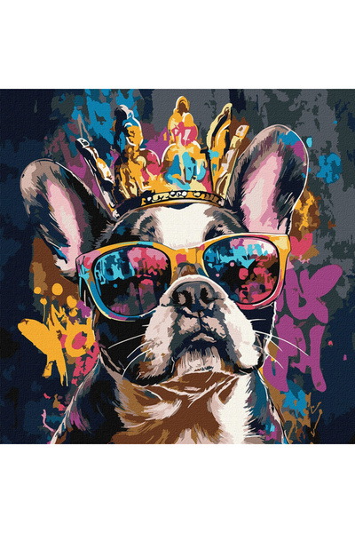 ideyka Pictură după numere - Bulldog deschis în gura 40x40cm
