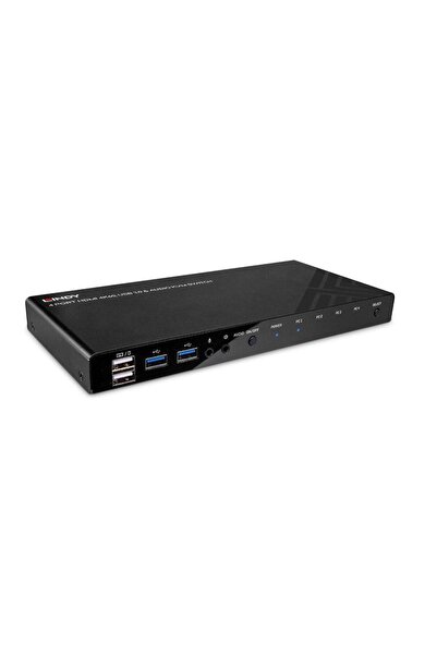 LİNDY Comutator HDMI 4K60 KVM, USB 3.0 și audio cu 4 porturi