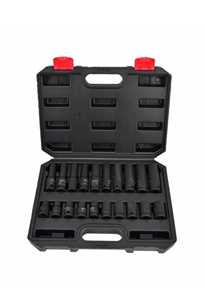AwTools Set tubular scurt și lung cu impact 1/2 " 20 bucăți BLACK LINE