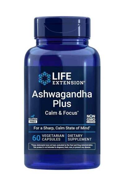 Life Extension Ashwagandha Plus Calm & Focus - 60 Veg Capsules