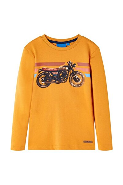 vidaxl Tricou pentru copii cu mânecă lungă, ocre, 92