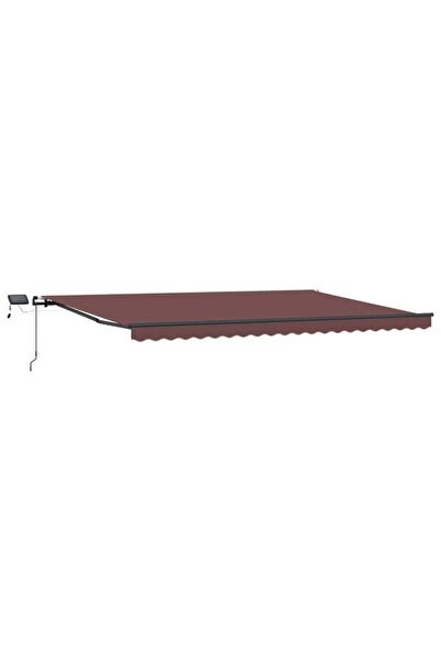 vidaxl Copertină retractabilă manuală cu LED-uri, maro, 500 x 300 cm