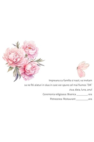 OEM Set invitații nuntă M63, Carton, Multicolor, 10x15 cm, 10 bucăți