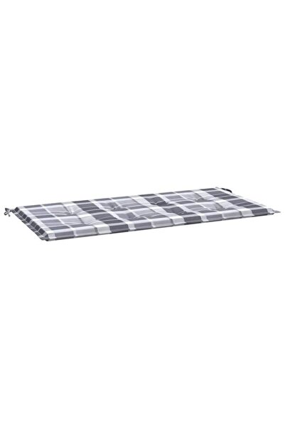 vidaxl Pernă pentru bancă de grădină, carouri gri, 120 x 50 x 4 cm, textil Ox...