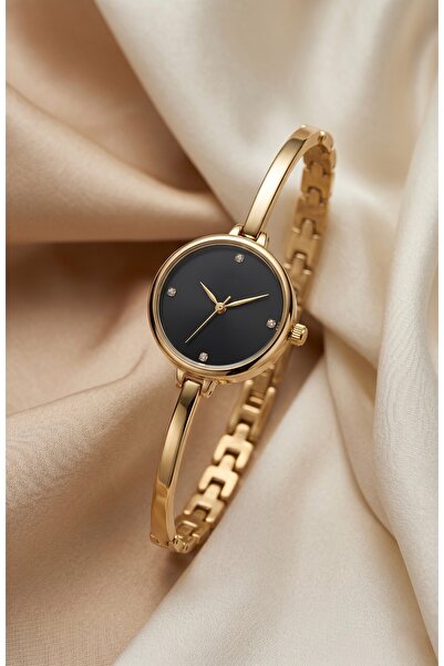 KLISHE Butik Pinterest Women's Steel Watch Gold Color & Black Dial Vintage | ...