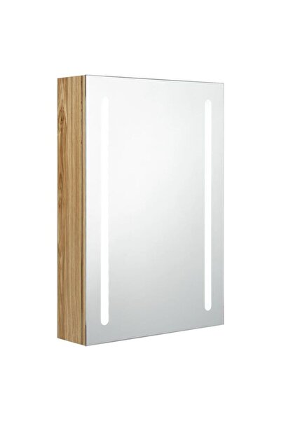 vidaxl Dulap de baie cu oglindă și LED, stejar, 50 x 13 x 70 cm