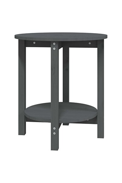 vidaxl Măsuță de cafea, gri, Ø 55x60 cm, lemn masiv de pin
