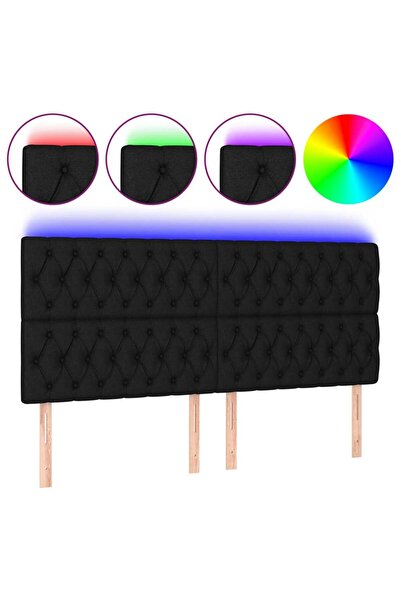 vidaxl Tăblie de pat cu LED, negru, 180x7x118/128 cm, textil