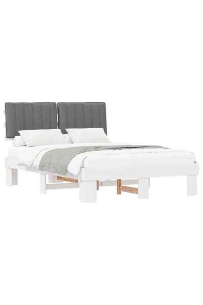 vidaxl Cadru de pat cu tăblie tapițată Gri deschis 135 x 190 cm