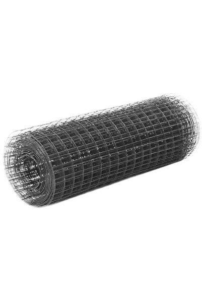 vidaxl Plasa de gard pentru găini, gri, 25 x 0,5 m, oțel placat cu PVC