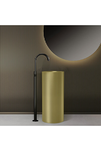 Karag Επιδαπέδιος νιπτήρας 4609F Χρυσό Ø37,5x85εκ (4609F-LG)