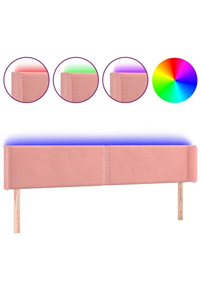 vidaxl Tăblie de pat cu LED, roz, 203x16x78/88 cm, catifea