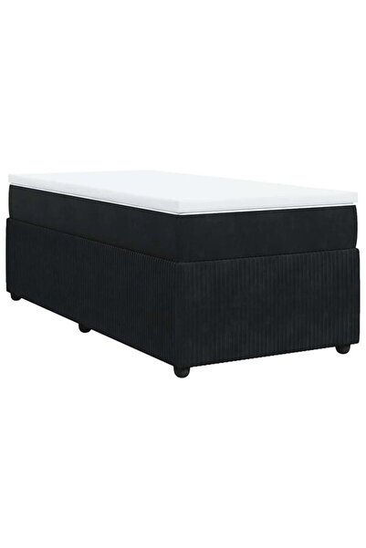 vidaxl Pat boxspring cu saltea, negru, 80 x 200 cm, catifea
