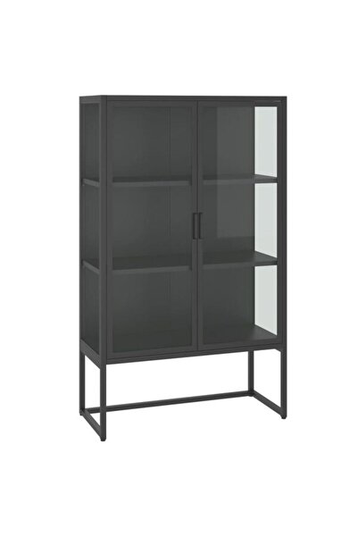 vidaxl Dulap înalt, antracit, 80 x 35 x 135 cm, oțel și sticlă securizată