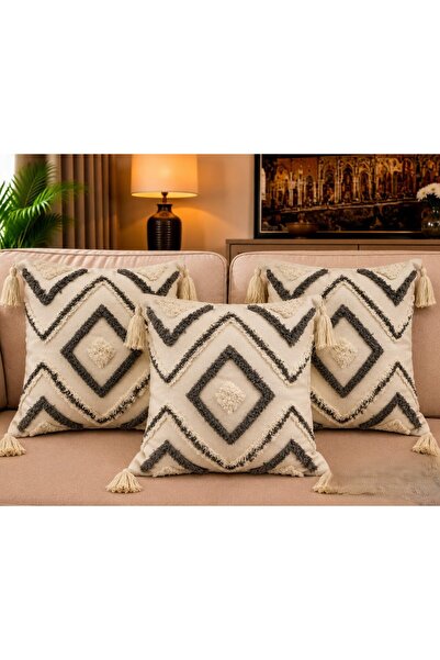 Graciana Set of 3 Bohemian Decorative Pillows with Premium Filling, Size 50X50