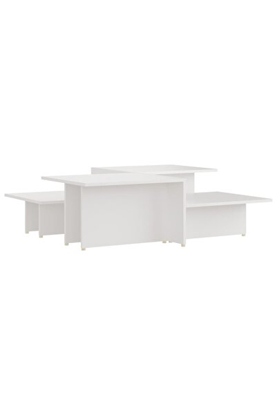 vidaxl Mese de cafea, 2 buc., alb, 111,5x50x33 cm, lemn compozit
