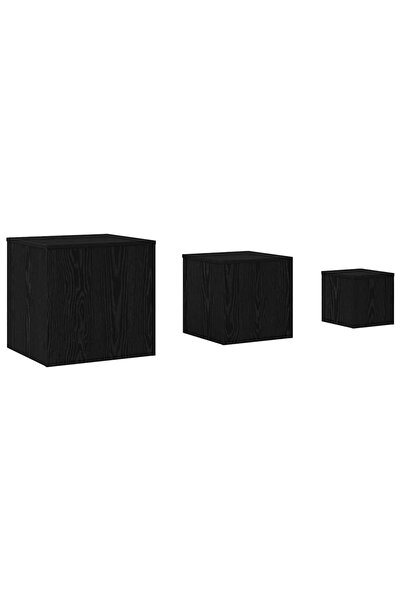 vidaxl Masa de cuibărit 3 pcs Stejar Negru Lemn compozit