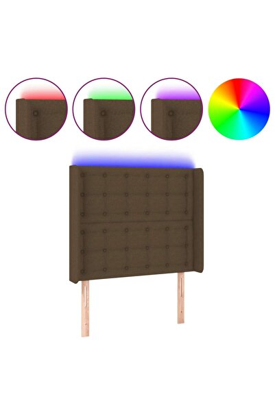 vidaxl Tăblie de pat cu LED, maro închis, 93x16x118/128 cm, textil
