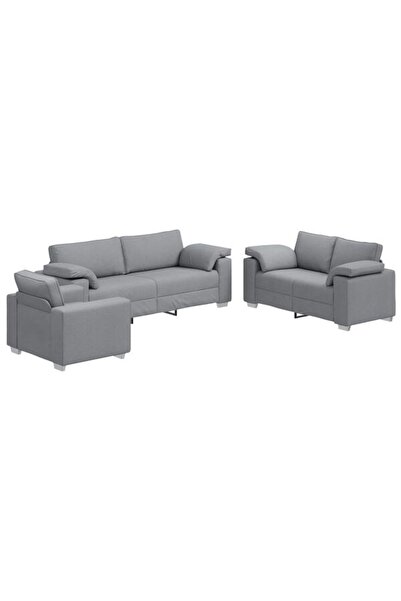 vidaxl Canapea 3 piese Gri deschis 219 x 80 x 82 cm