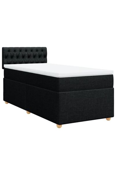 vidaxl Pat boxspring cu saltea, negru, 80 x 200 cm, textil