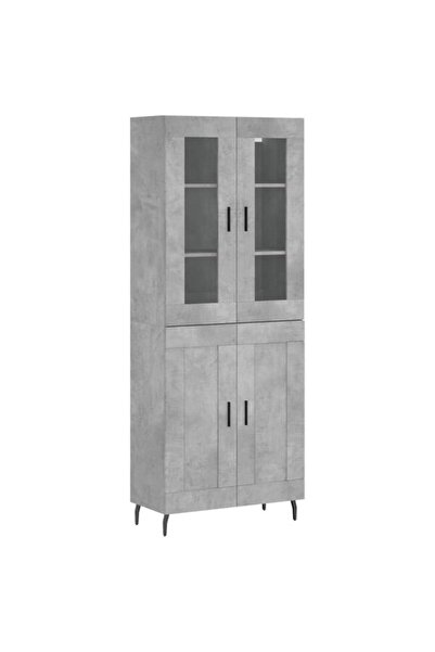 vidaxl Dulap înalt, gri beton, 69,5 x 34 x 180 cm, lemn compozit