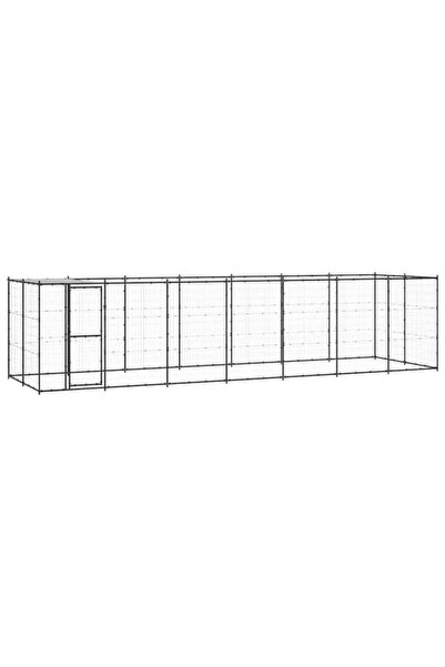 vidaxl Cușcă de exterior pentru câini cu acoperiș, 16,94 m², Oțel