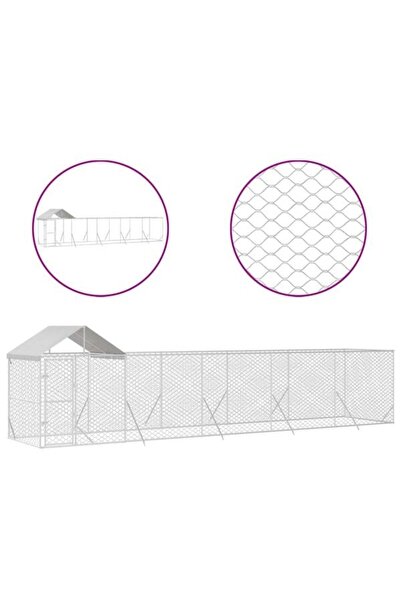 vidaxl Paduc de exterior cu acoperiș argintiu 10 x 2 x 2.5 m din oțel galvanizat