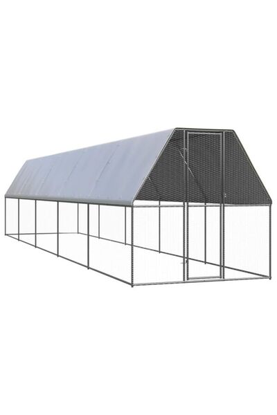 vidaxl Coșar exterior pentru păsări, 2 x 10 x 2 m, oțel galvanizat
